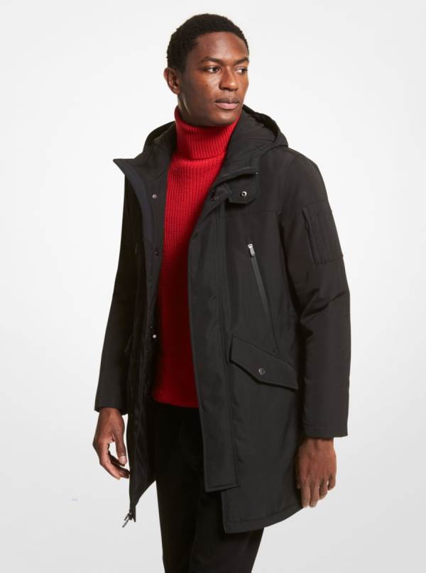 Panske Bundy Michael Kors Water Resistant Hooded Parka Čierne - Oblecenie Michael Kors Lacne | UABSE-9872